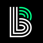 May show: Bold white and green stylized letter "B" logo on a black background, with the upper right arcs in green and the rest in white.